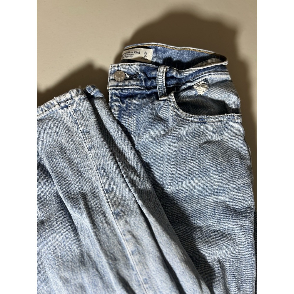 Abercrombie Fitch 25/2 90s Straight Ultra High Rise Curve Love Women Blue Jeans